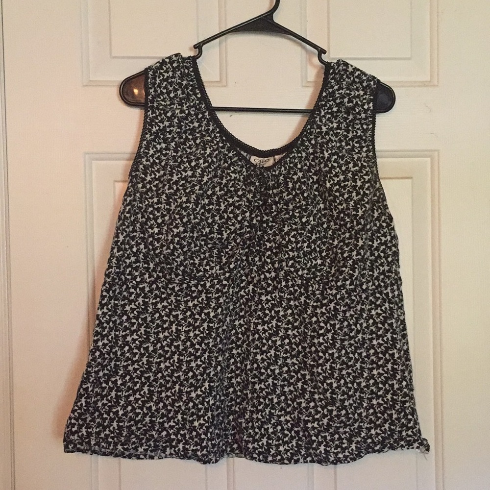 Black and white tank blouse